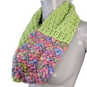 Pastel Wool Cowl Women Winter Accessories Crochet Knit Handmade Scarf Spring New